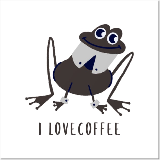 i love coffee funny  frog Wall Art by AA